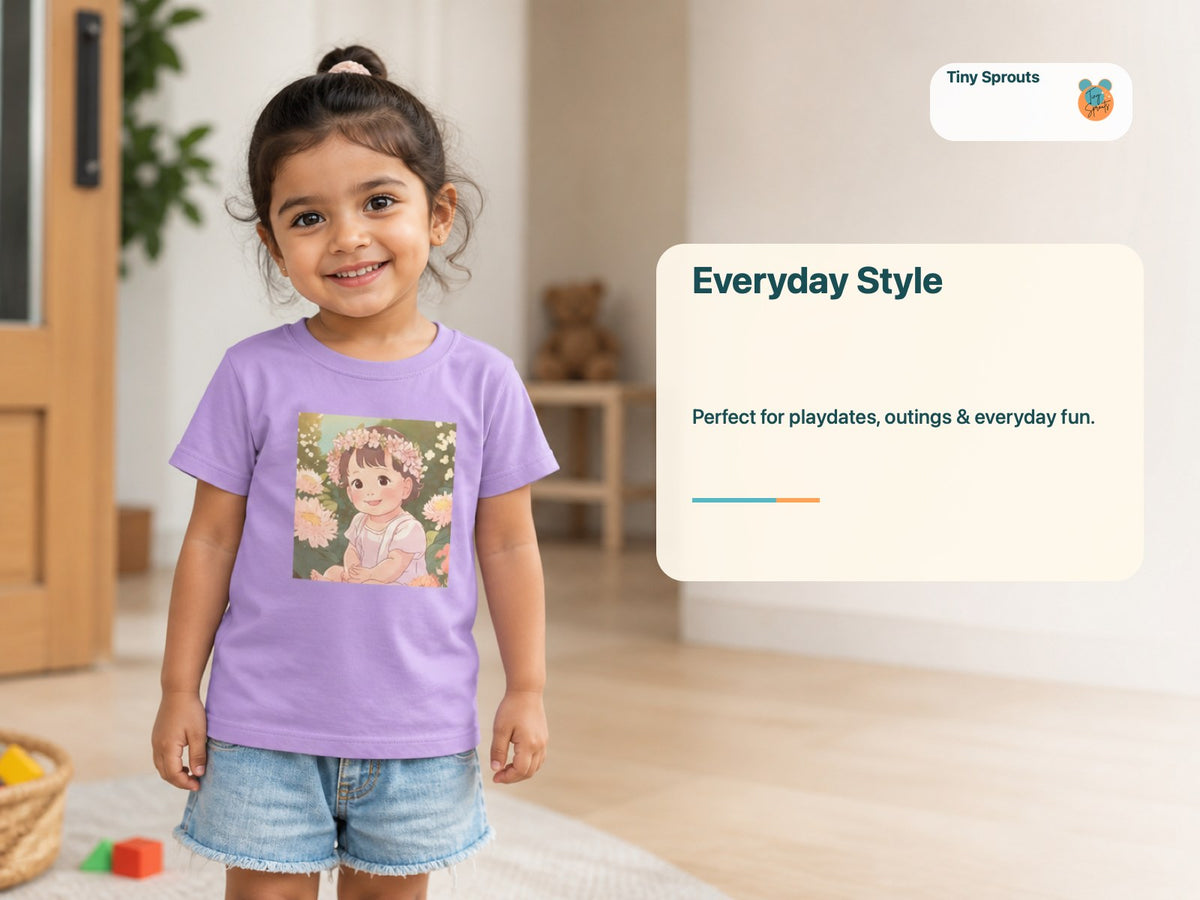 Tiny Sprouts Smiling Girl Toddler T-Shirt – everyday styling