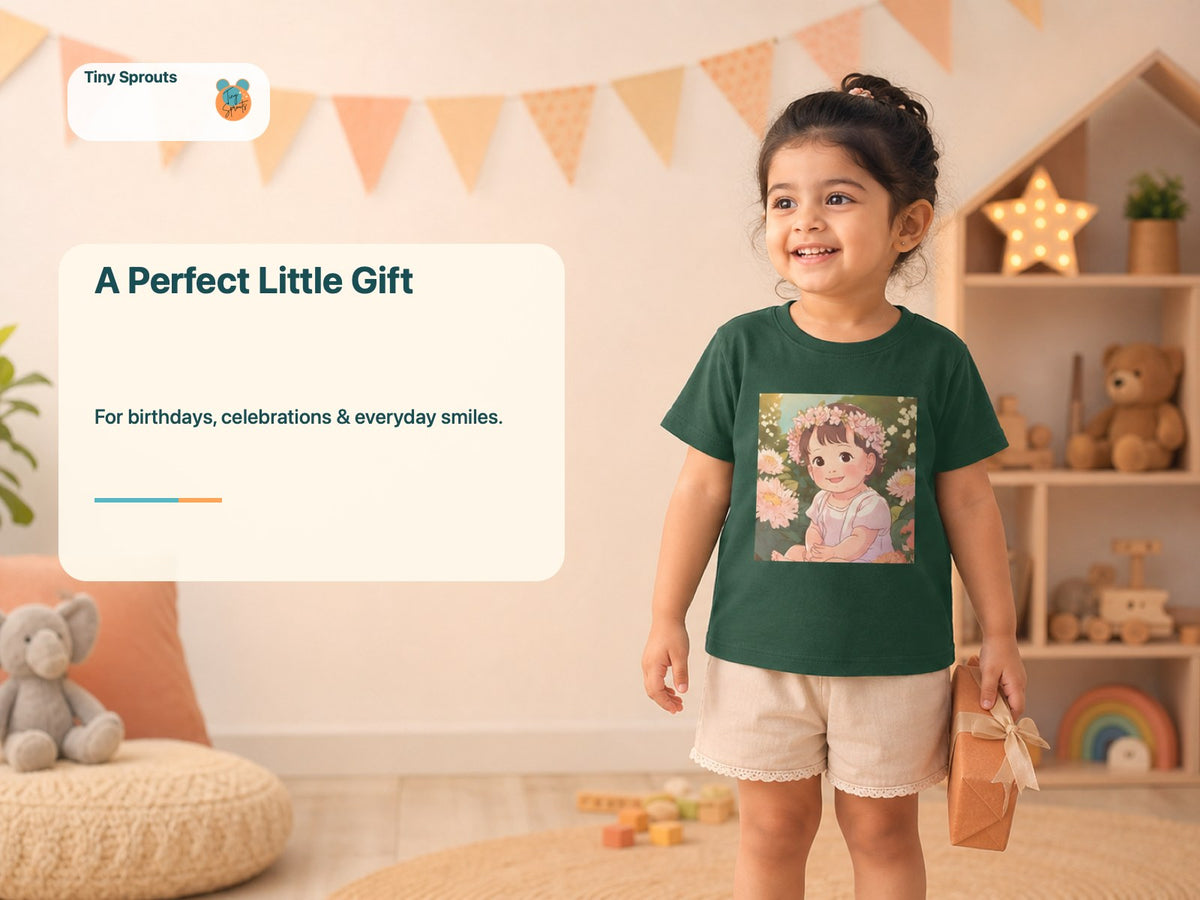 Tiny Sprouts Smiling Girl Toddler T-Shirt – gift-ready