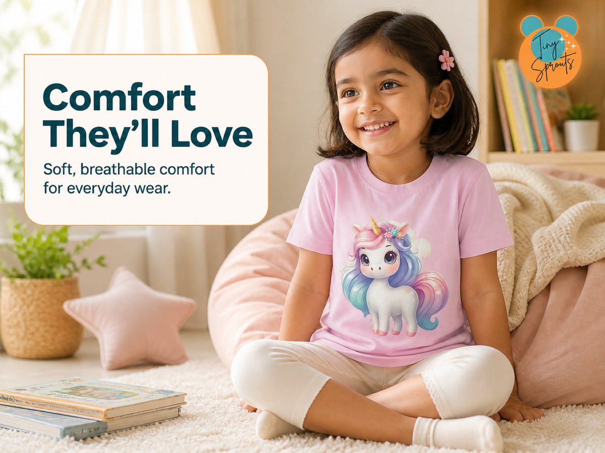 Tiny Sprouts Unicorn T-Shirt for Toddlers – comfort and fabric